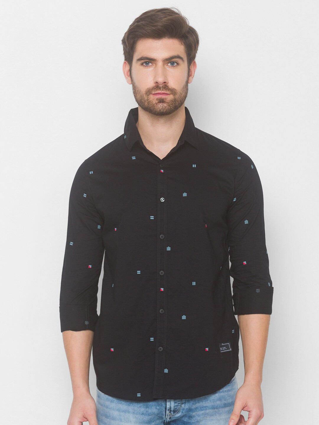 

SPYKAR Men Black Printed Casual Shirt