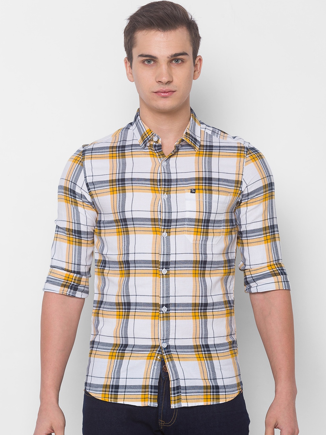 

SPYKAR Men White Tartan Checks Checked Casual Shirt