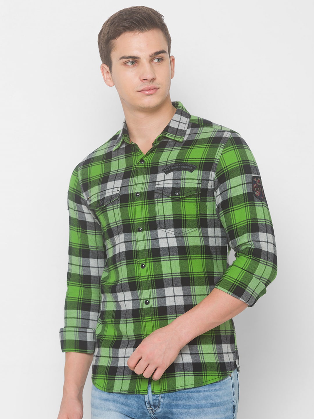 

SPYKAR Men Green Tartan Checks Checked Casual Shirt