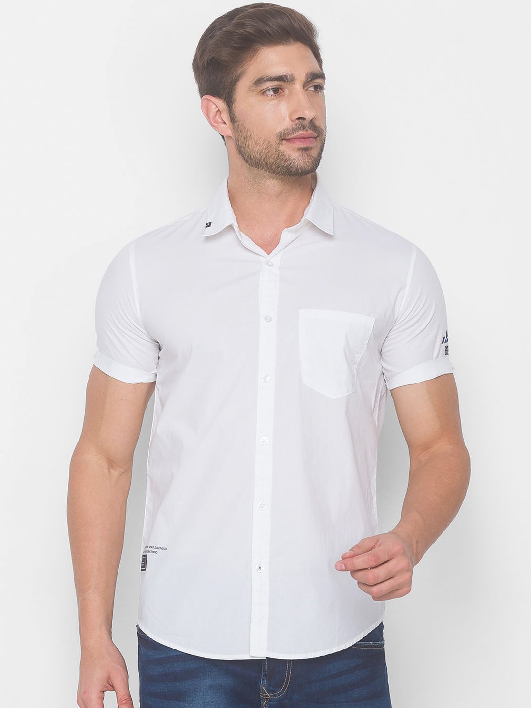 

SPYKAR Men White Pure Cotton Casual Shirt