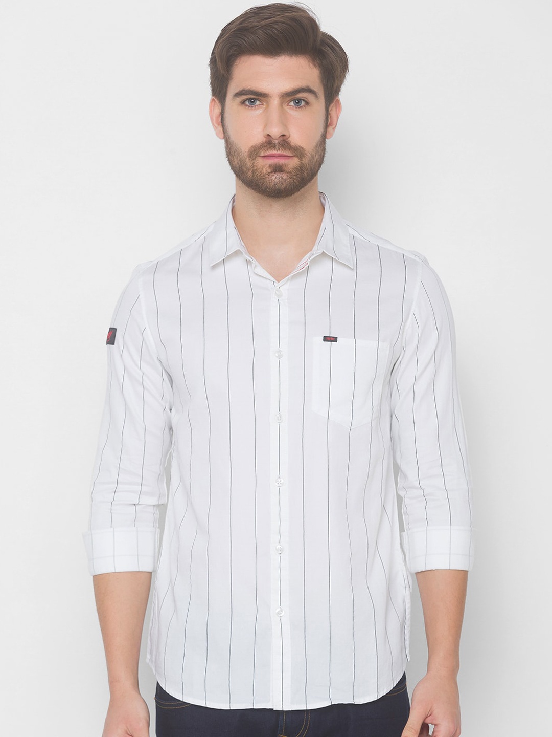 

SPYKAR Men White Printed Casual Shirt