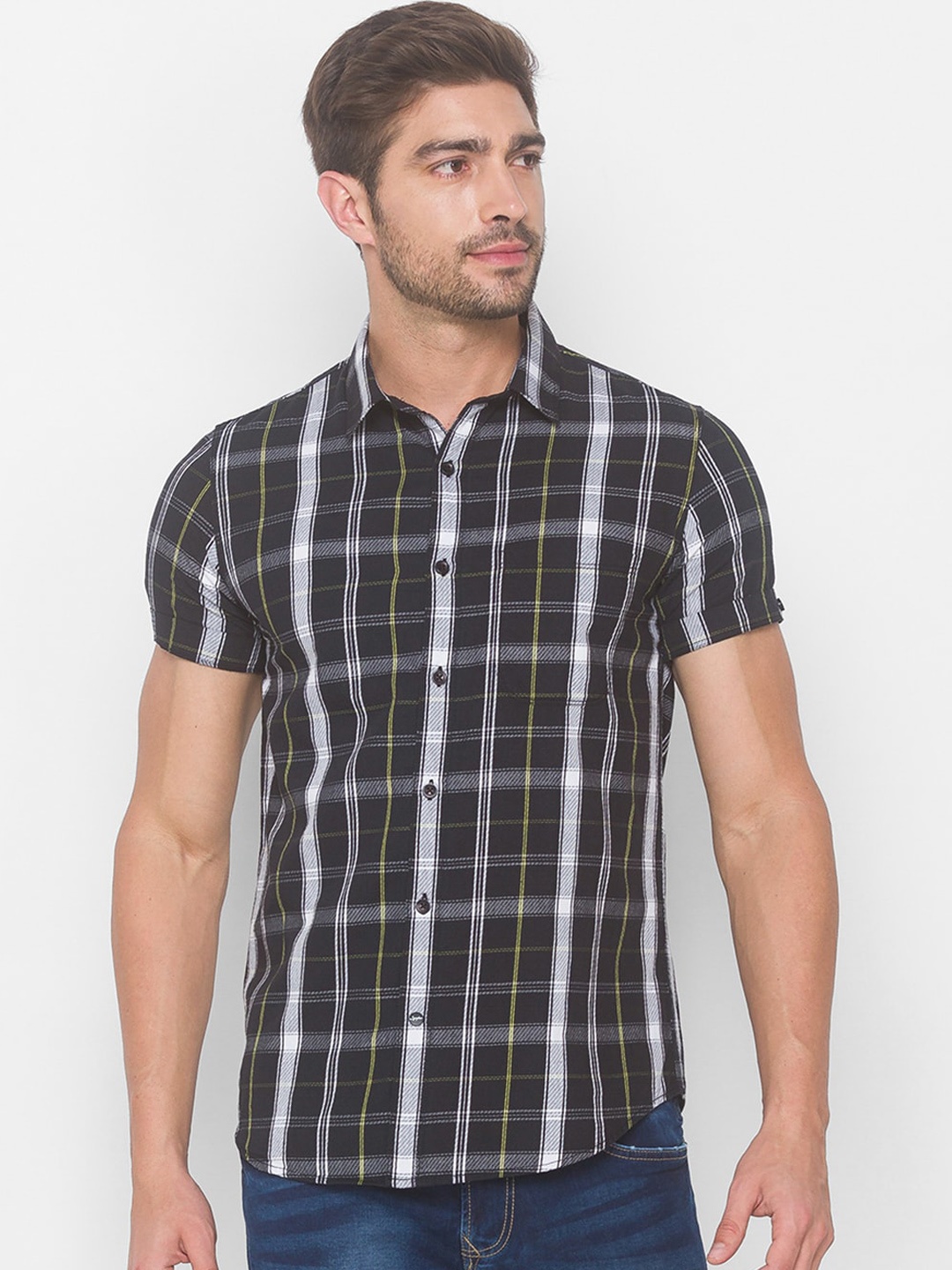 

SPYKAR Men Black Tartan Checks Checked Casual Shirt