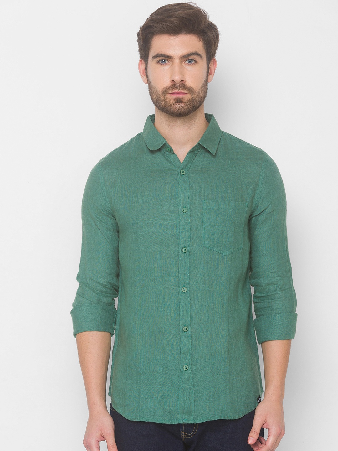 

SPYKAR Men Green Pure Cotton Casual Shirt
