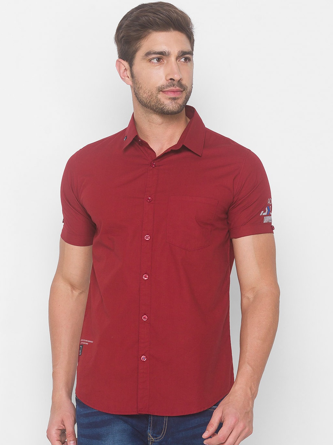 

SPYKAR Men Maroon Casual Shirt