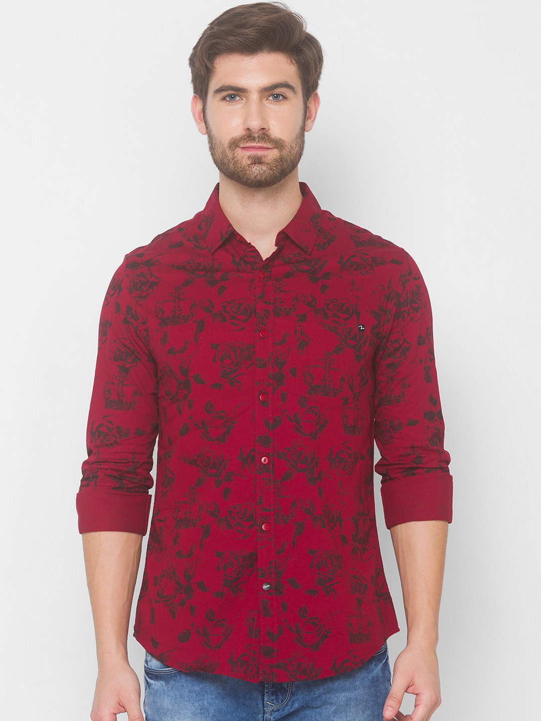 

SPYKAR Men Red Printed Casual Shirt