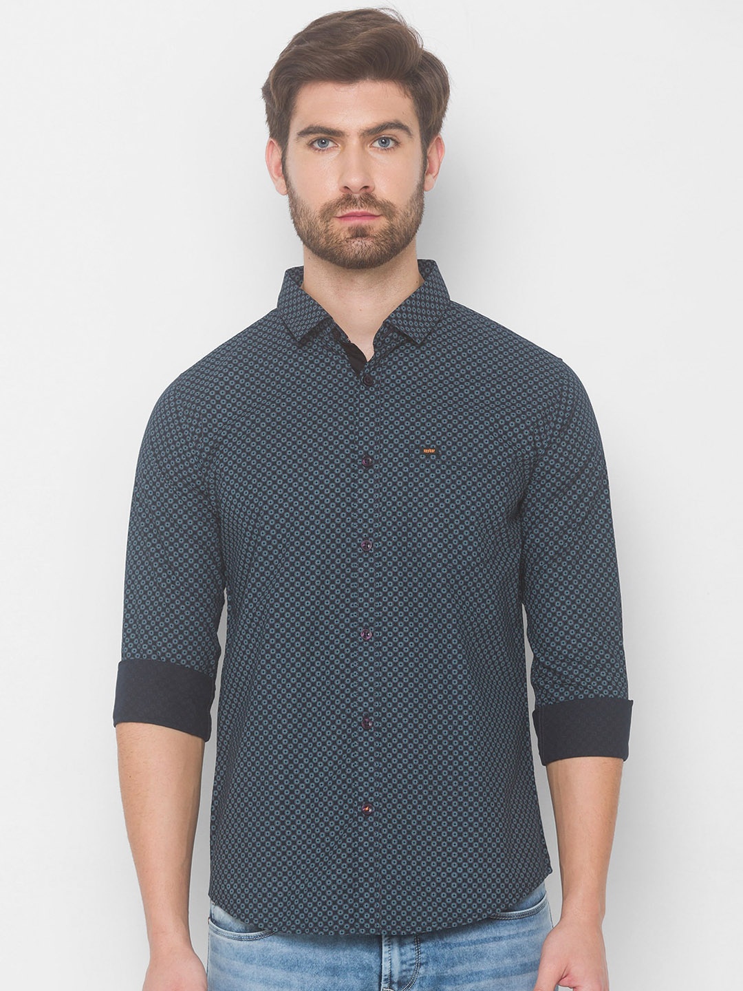 

SPYKAR Men Grey Printed Casual Shirt