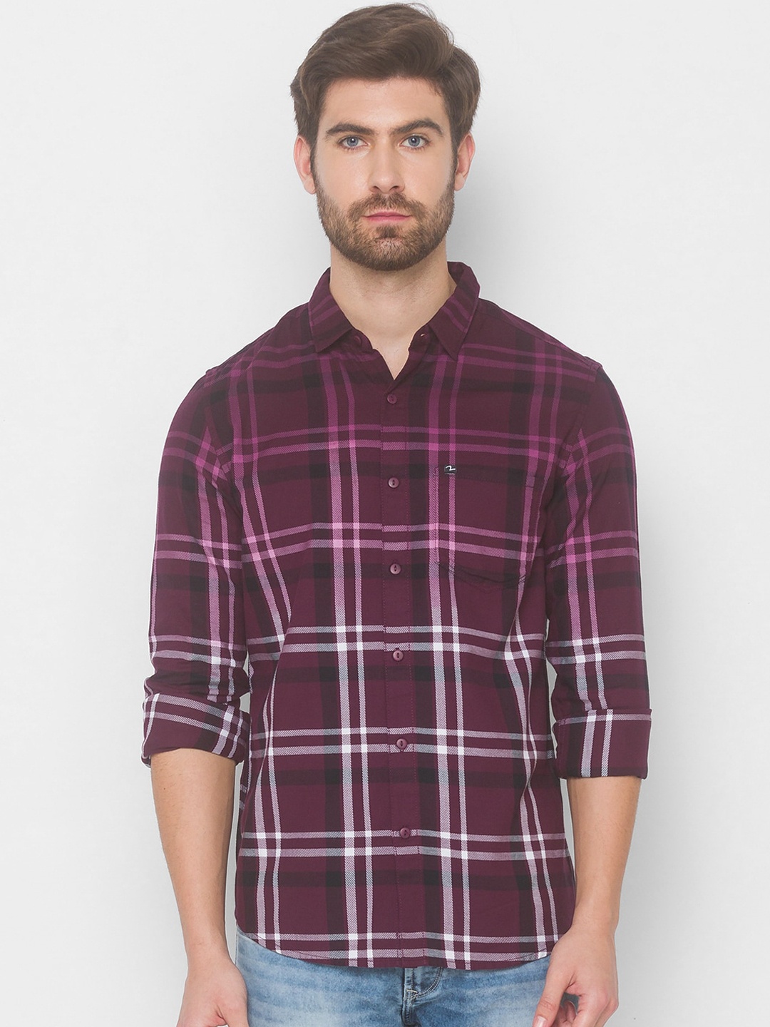 

SPYKAR Men Red Tartan Checks Checked Casual Shirt