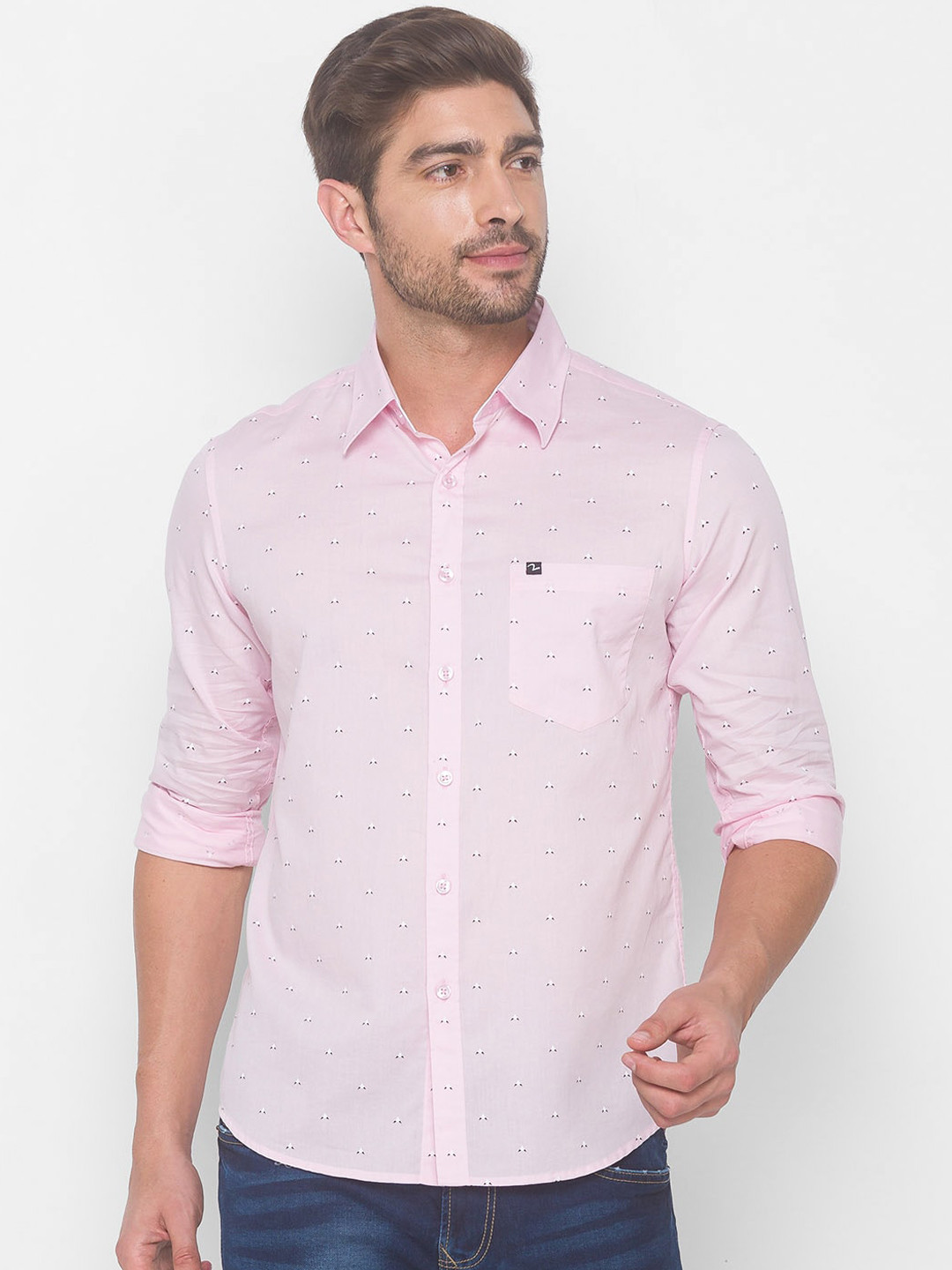 

SPYKAR Men Pink Printed Casual Shirt