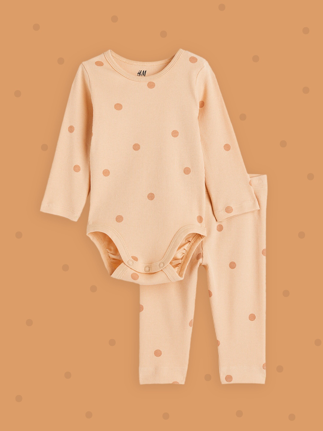 

H&M Girls Orange Ribbed cotton set
