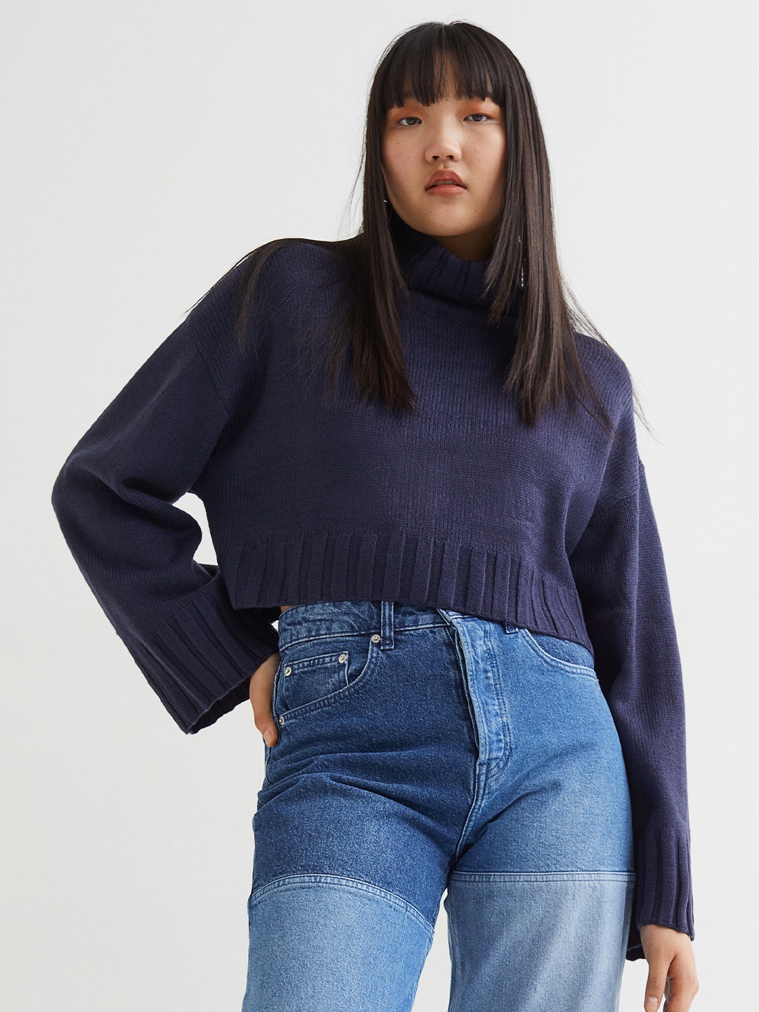 

H&M Women Blue Polo-neck jumper
