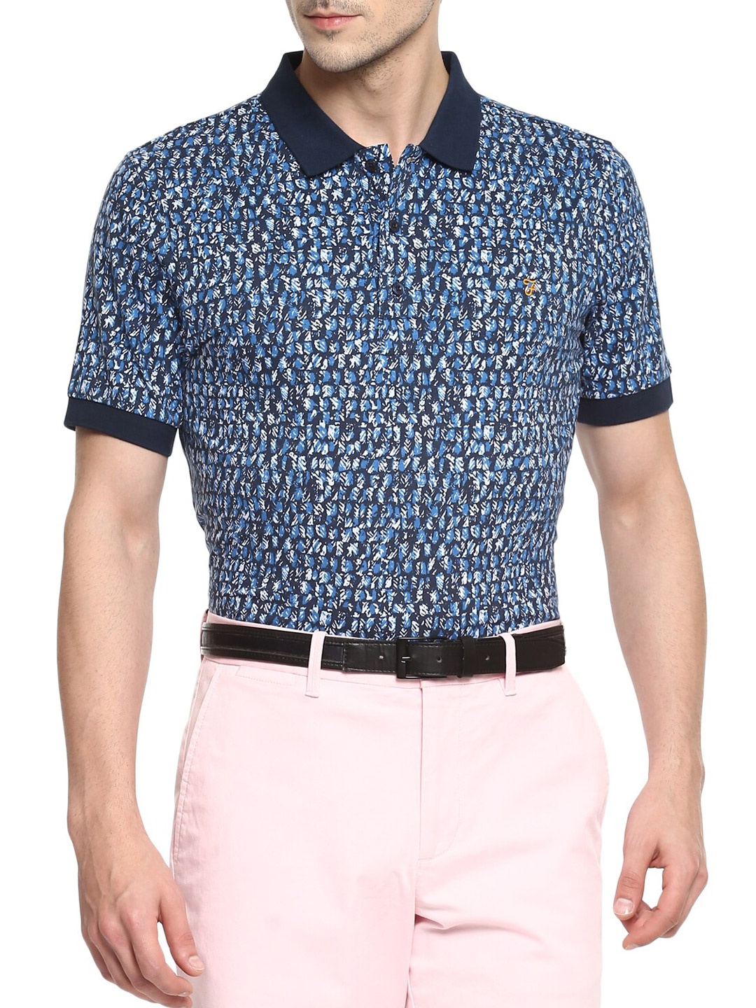 

Farah Men Blue Printed Polo Collar T-shirt