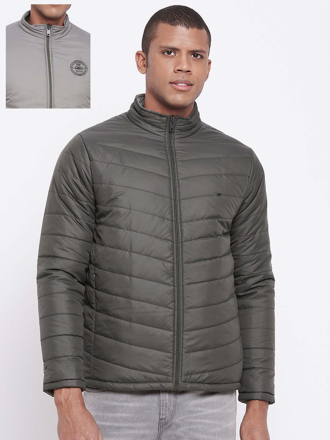 

Okane Men Olive Green Reversible Padded Jacket