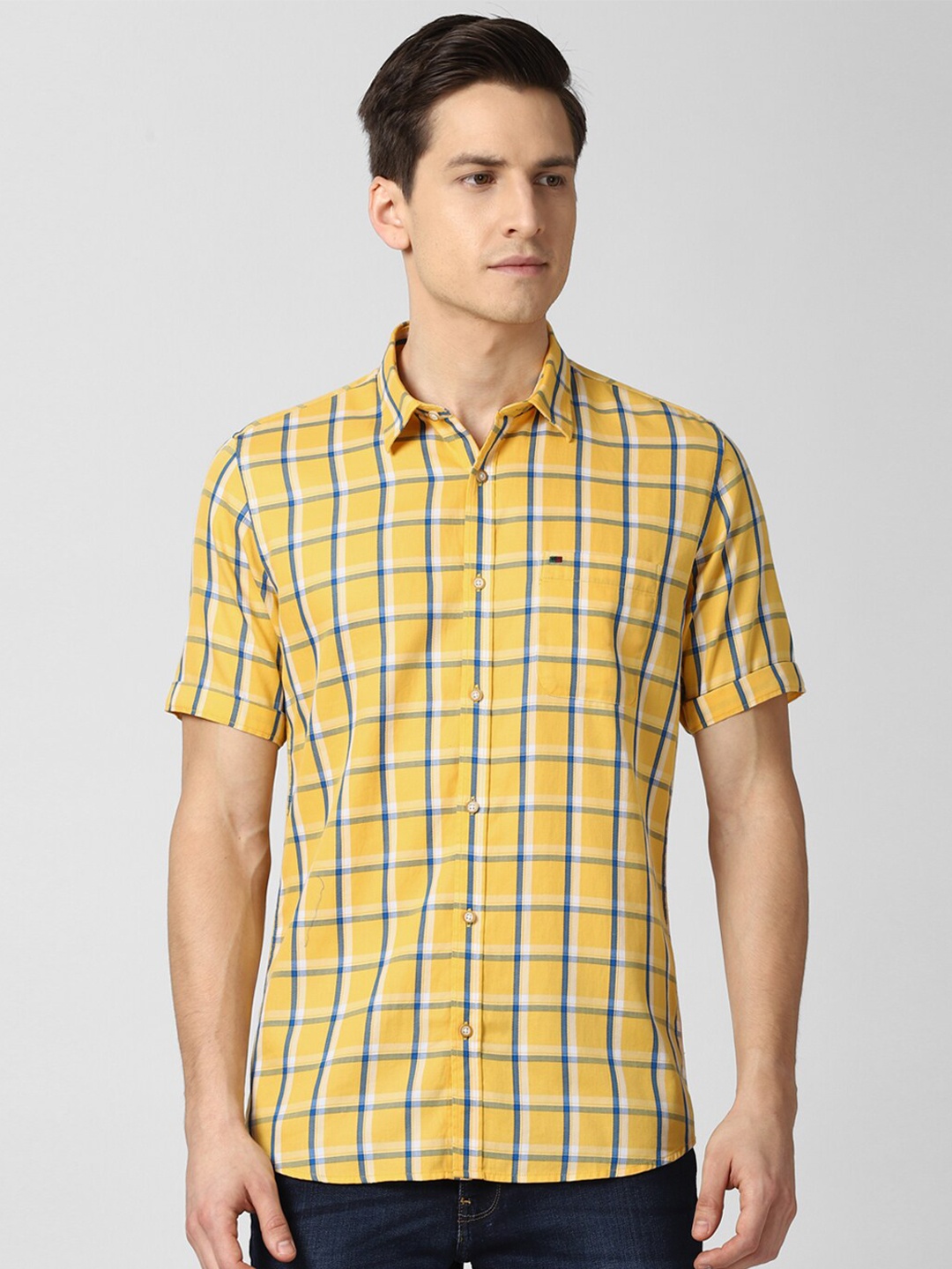 

Peter England Casuals Men Yellow Slim Fit Checked Casual Shirt