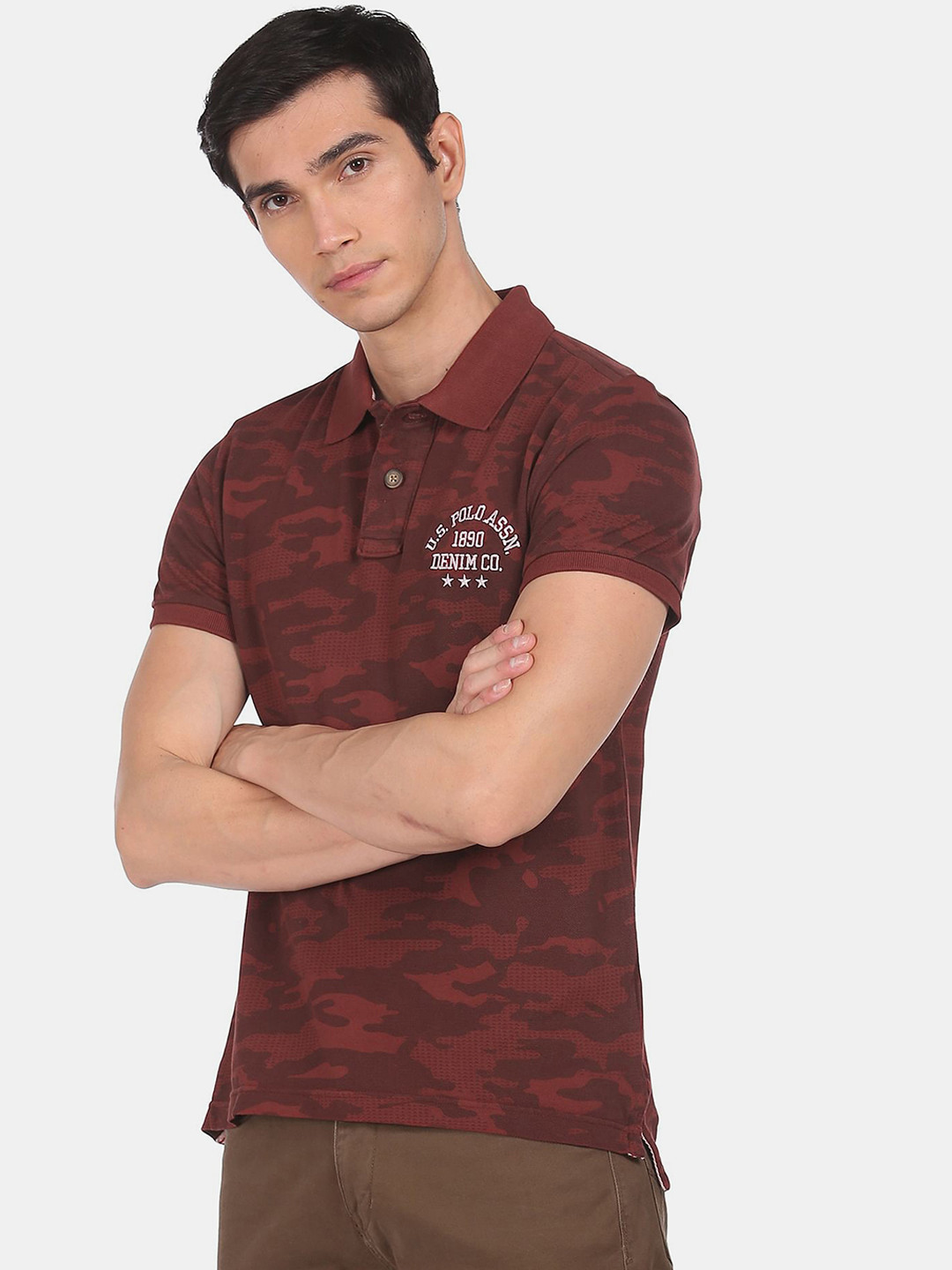 

U.S. Polo Assn. Denim Co. Men Red Polo Collar Applique T-shirt