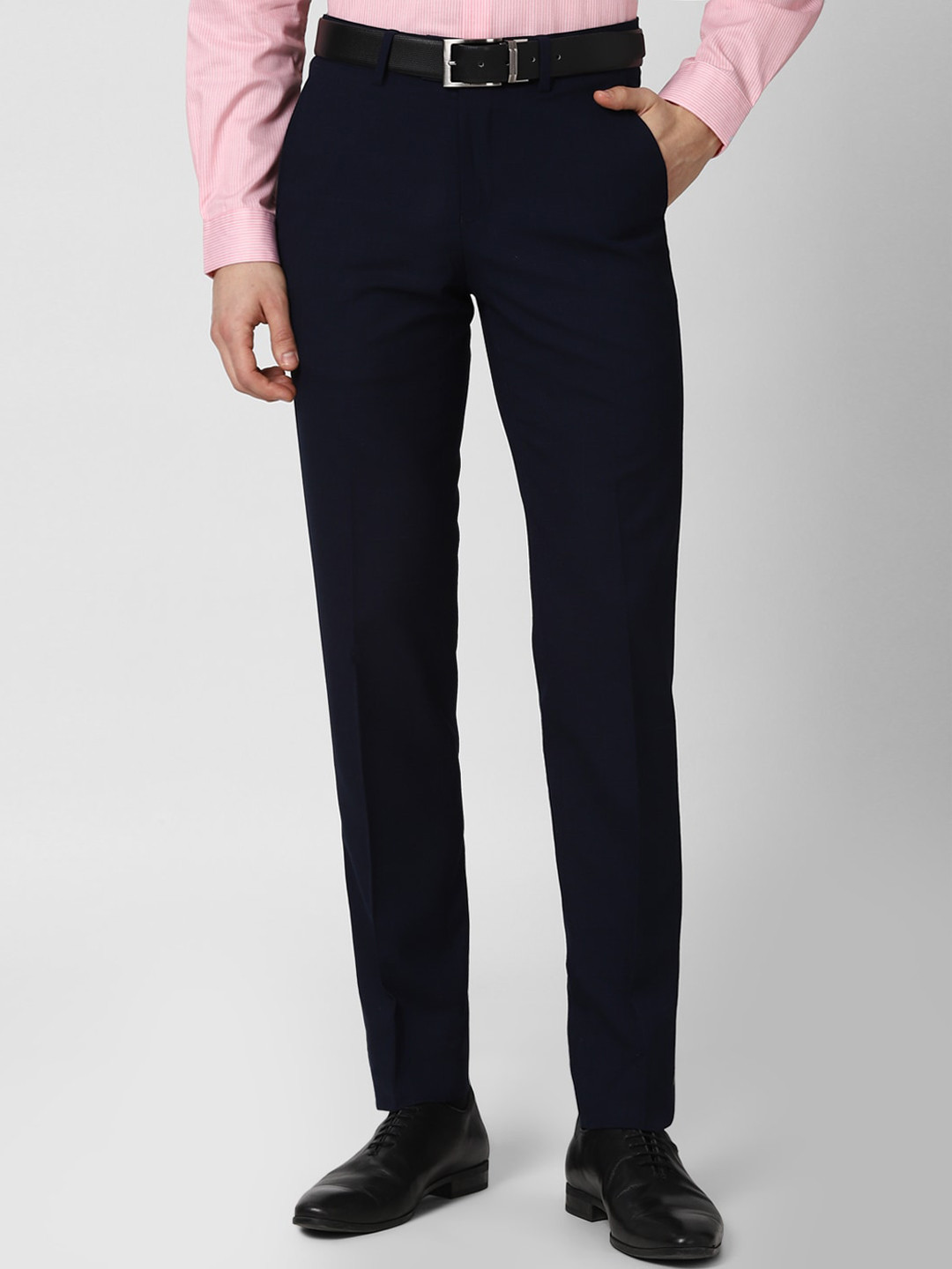 

Peter England Elite Men Navy Blue Slim Fit Trousers