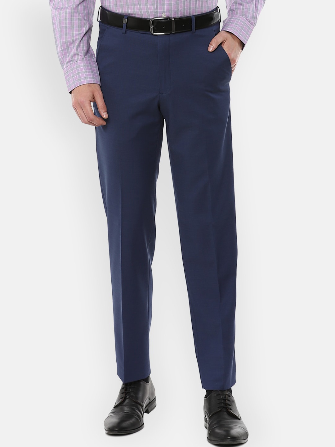 

Van Heusen Men Navy Blue Solid Trousers
