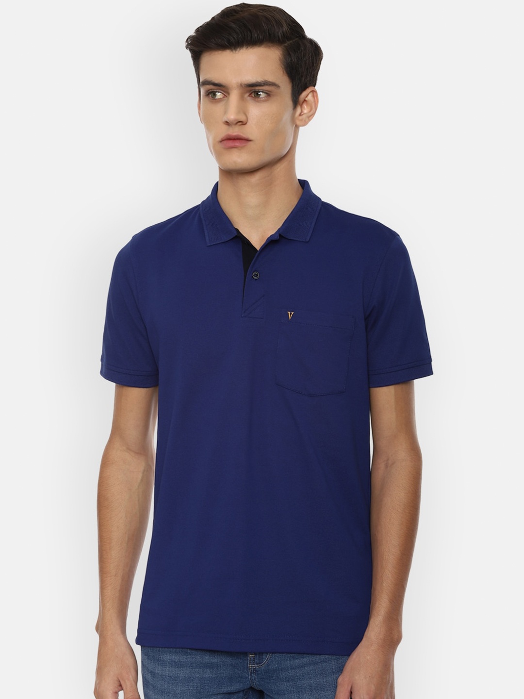 

Van Heusen Sport Men Navy Blue Polo Collar Pockets T-shirt