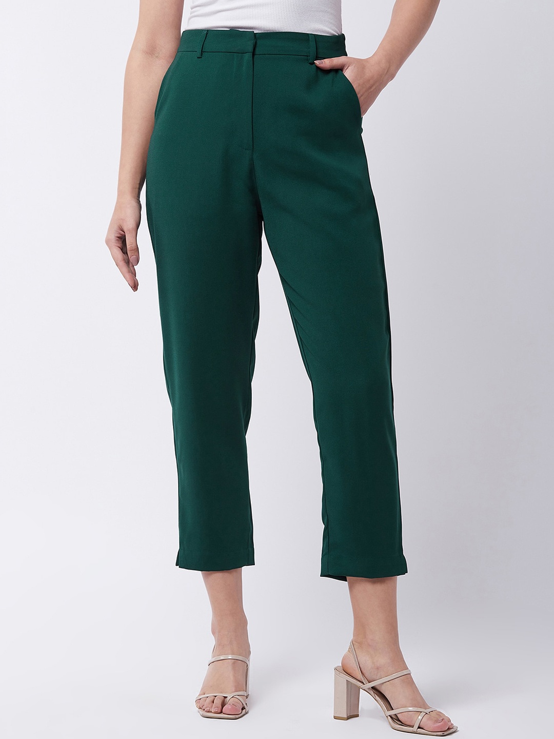 

MAGRE Women Green Formal Trousers