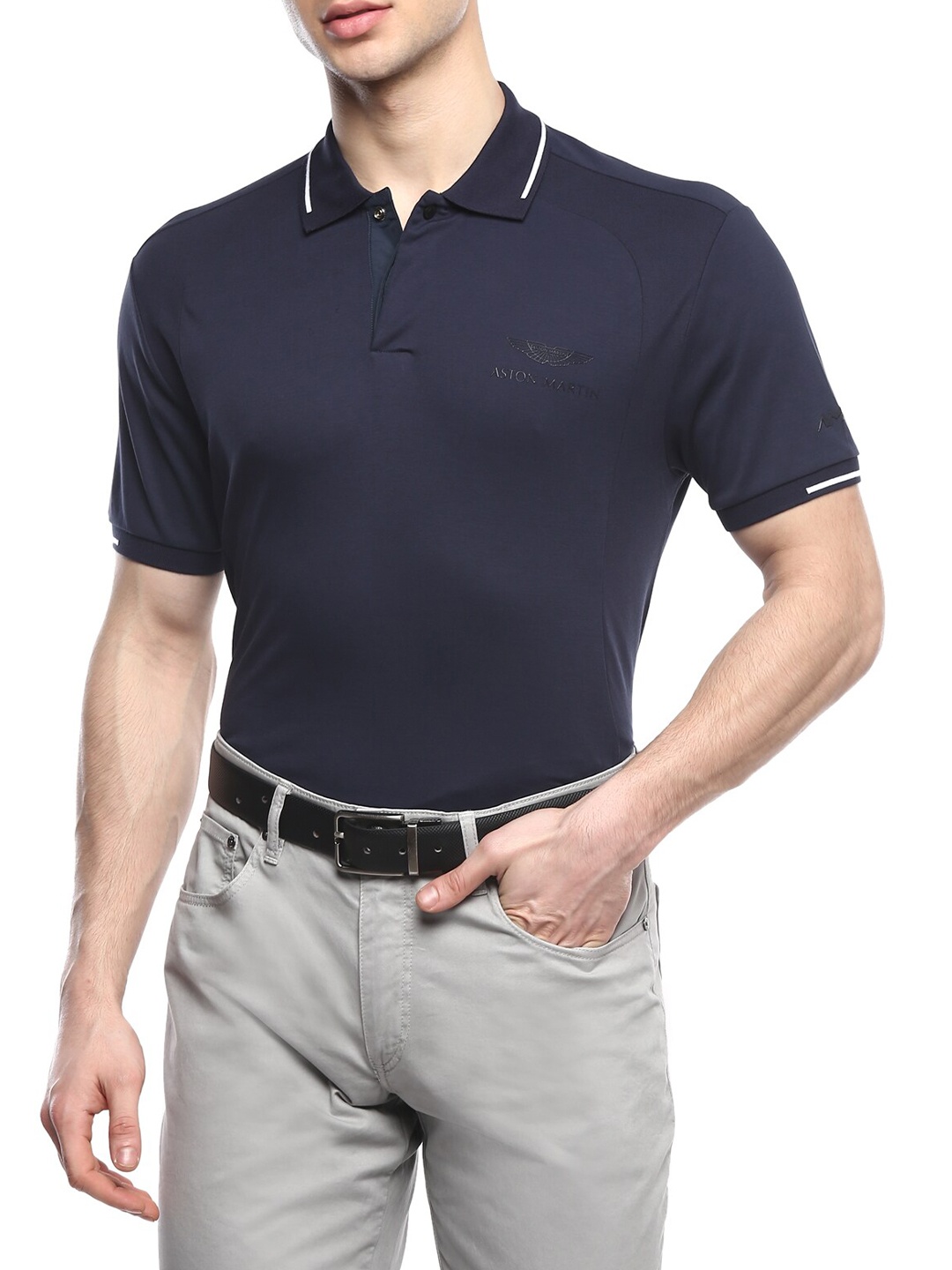 

HACKETT LONDON Men Navy Blue Polo Collar T-shirt