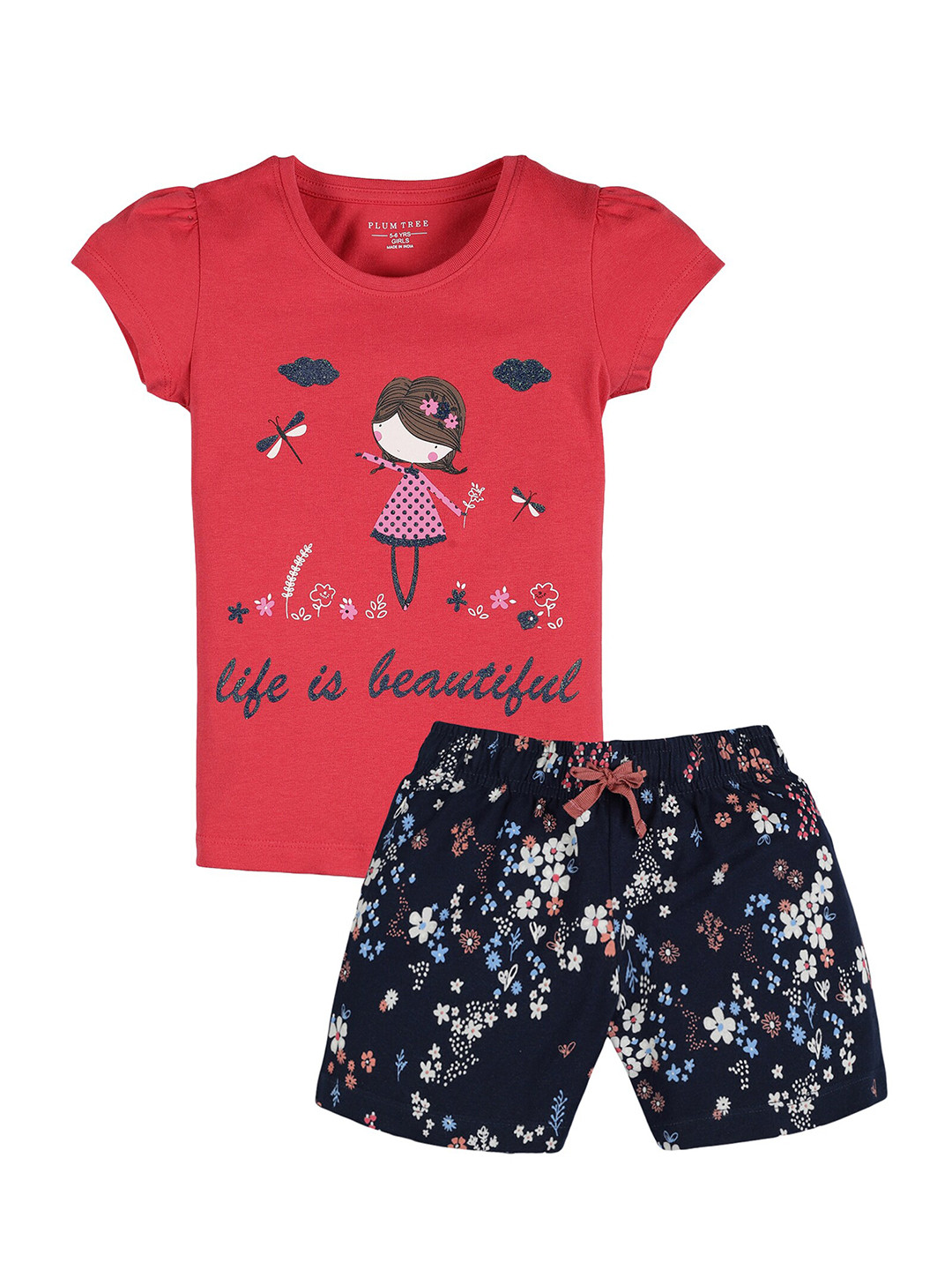 

PLUM TREE Girls Red & Black Printed Top