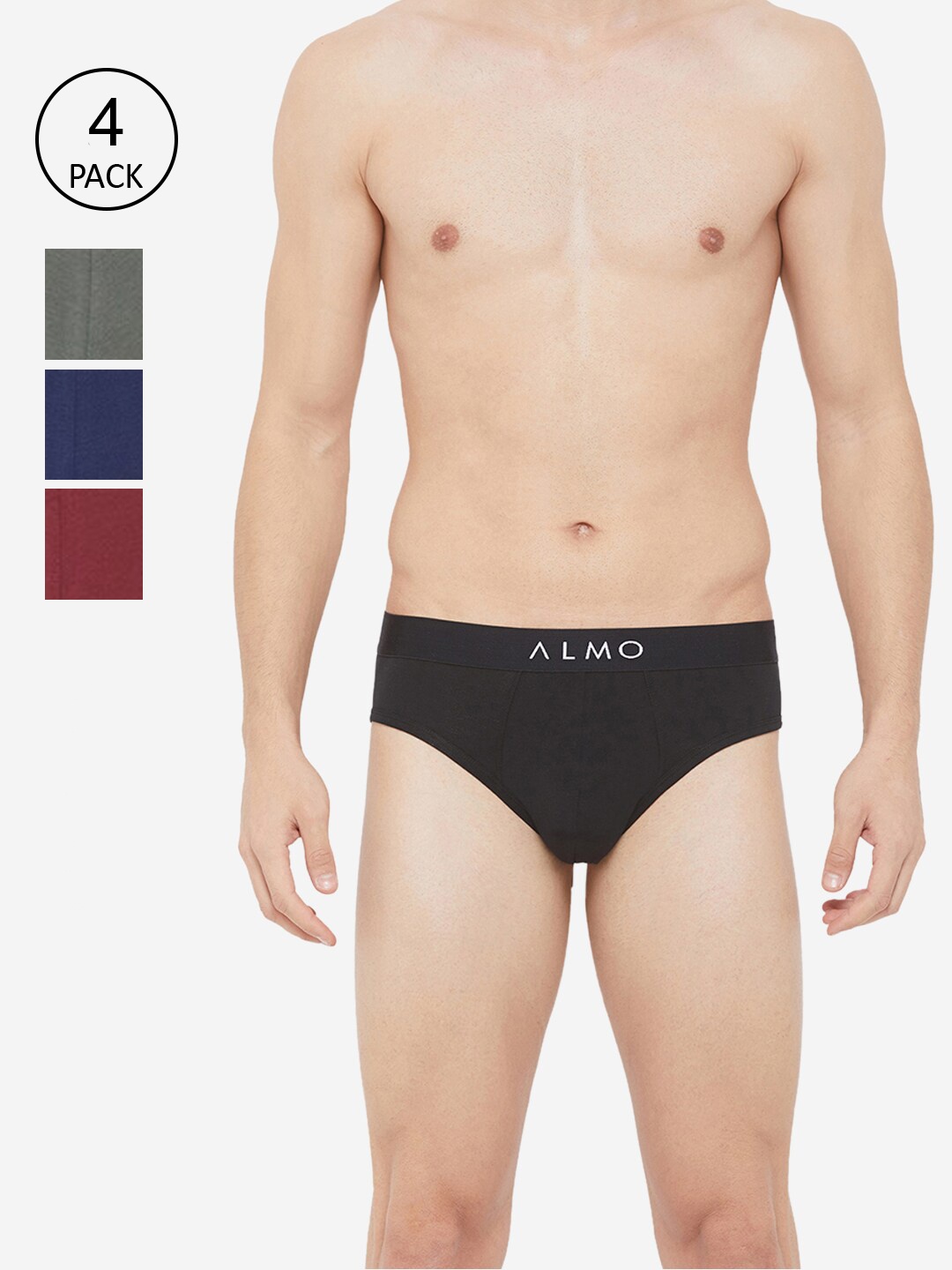 

Almo Wear Men Pack Of 4 Assorted Cotton Basic Briefs