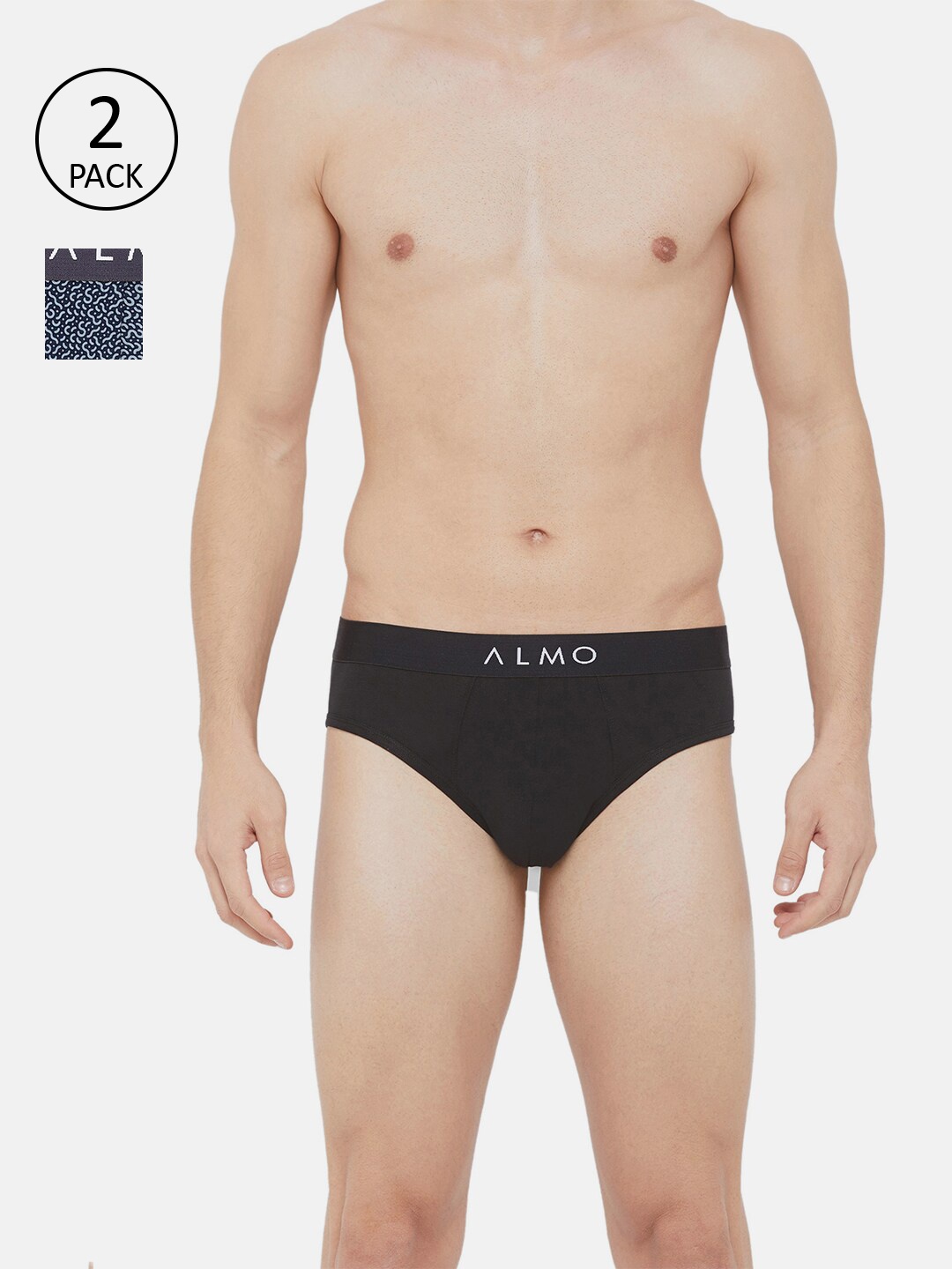 

Almo Wear Men Pack Of 2 Assorted Organic Cotton Slim-Fit Basic Briefs