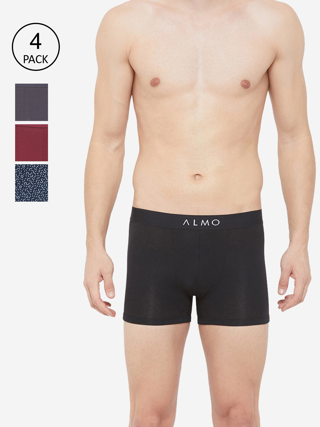 

Almo Wear Men Pack of 4 Cotton Trunks OC-T-BGRP02, Multi
