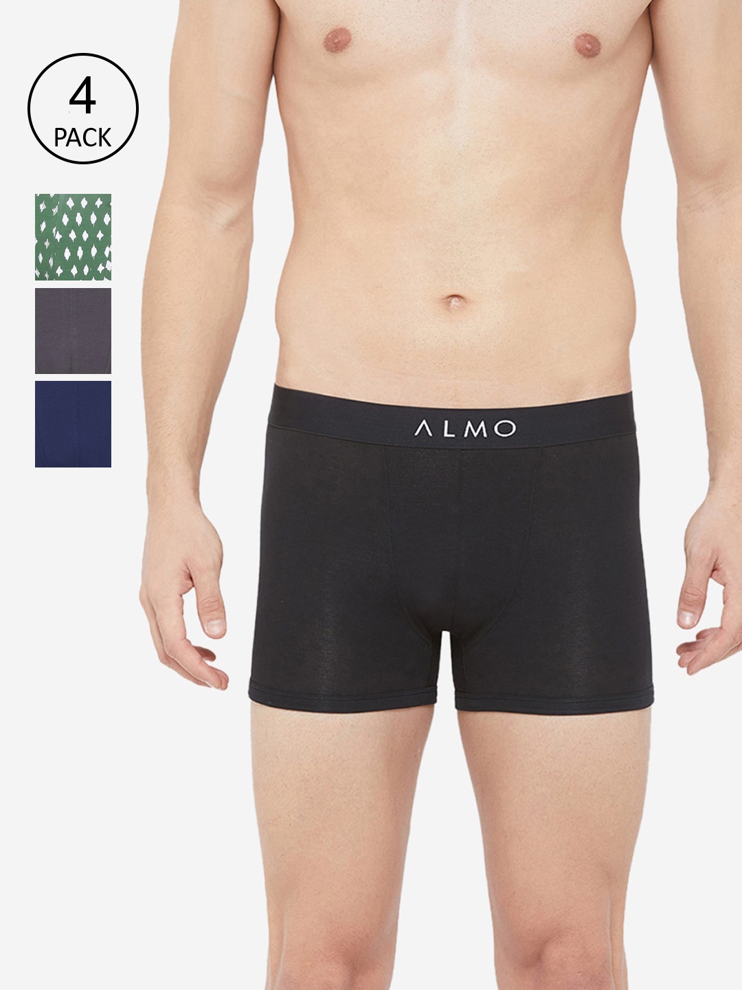 

Almo Wear Men Pack Of 4 Assorted Slim-Fit Organic Cotton Trunks OC-T-BGBLP01