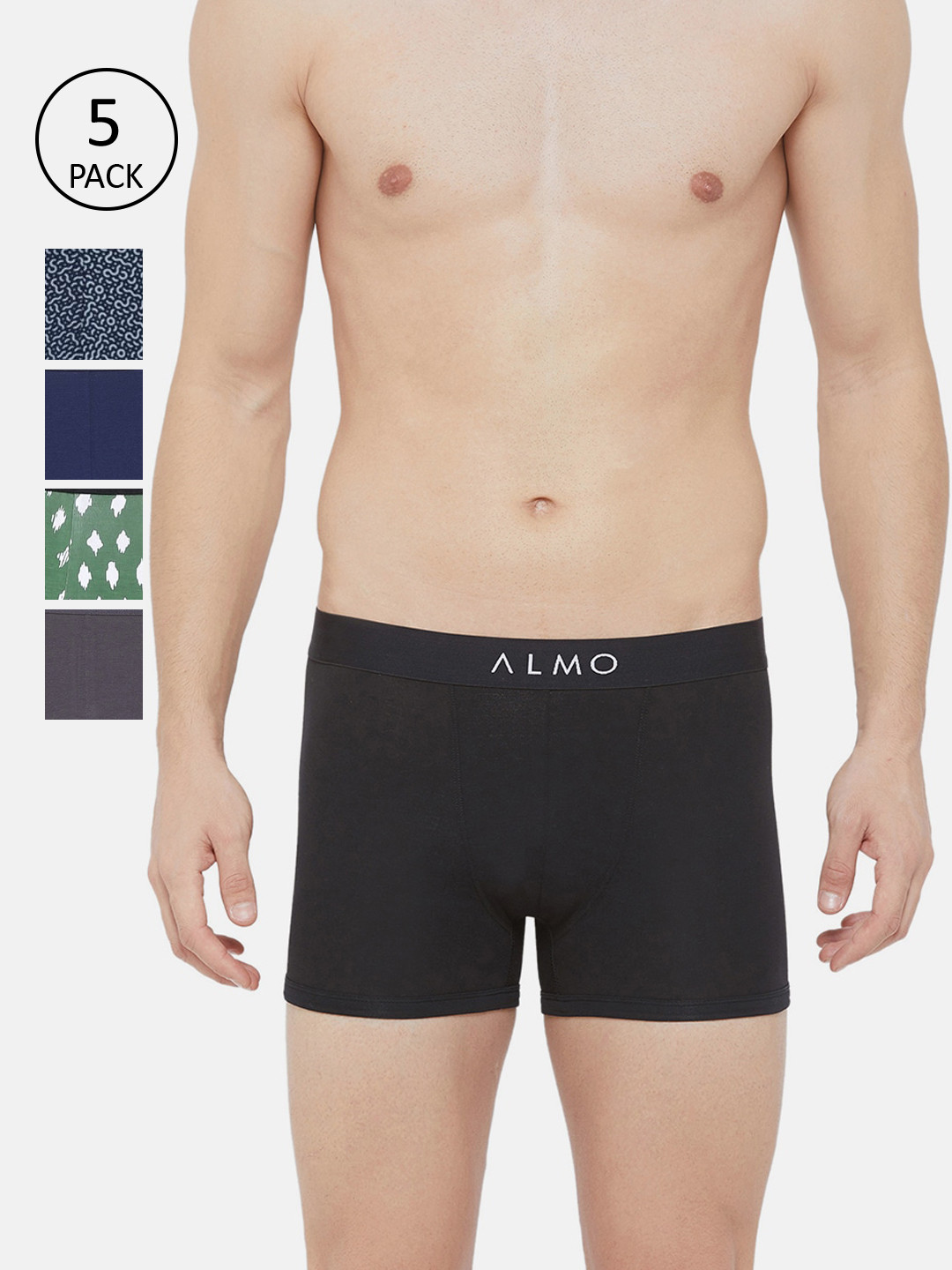 

Almo Wear Men Pack Of 5 Slim-Fit Organic Cotton Trunks OC-T-BGBLP01P02, Blue