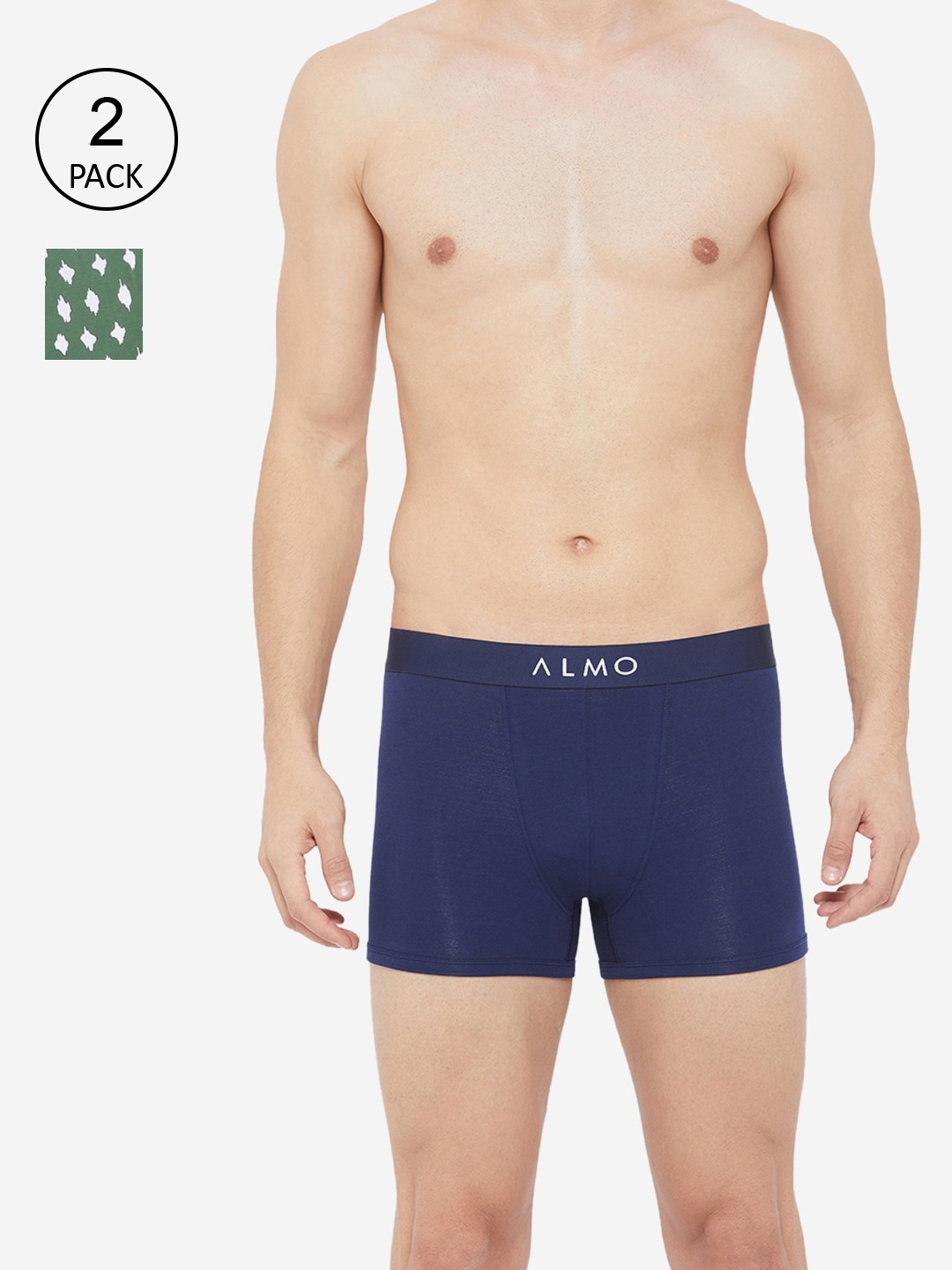 

Almo Men Organic Cotton Pack of 2 Mixed Pattern Trunks, Multi