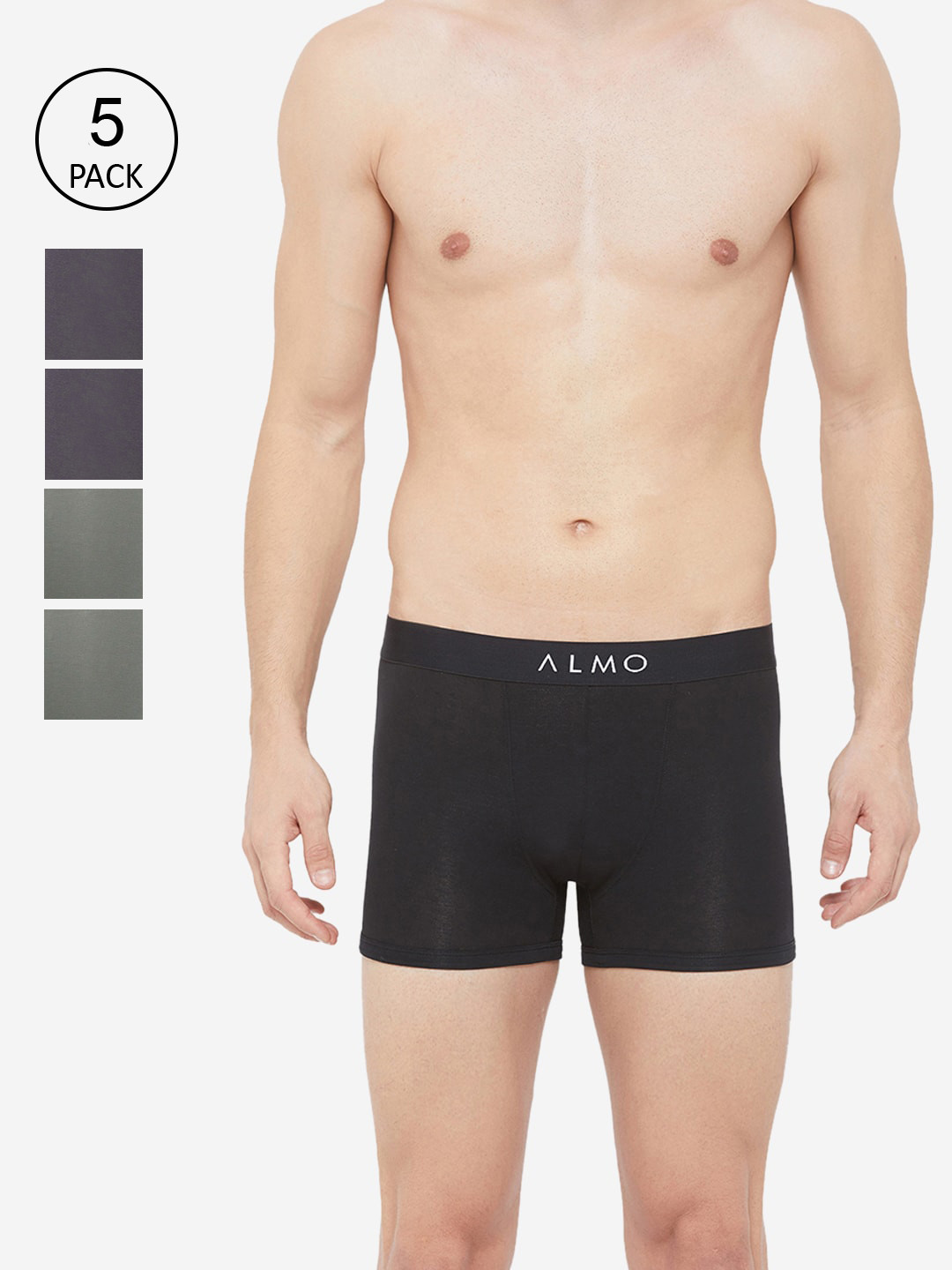 

Almo Wear Men Set of 5 Organic Cotton Trunks, Black