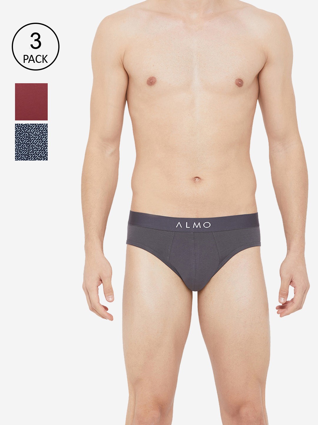 

Almo Wear Men Pack Of 3 Organic Cotton Briefs OC-B-GRP02, Red