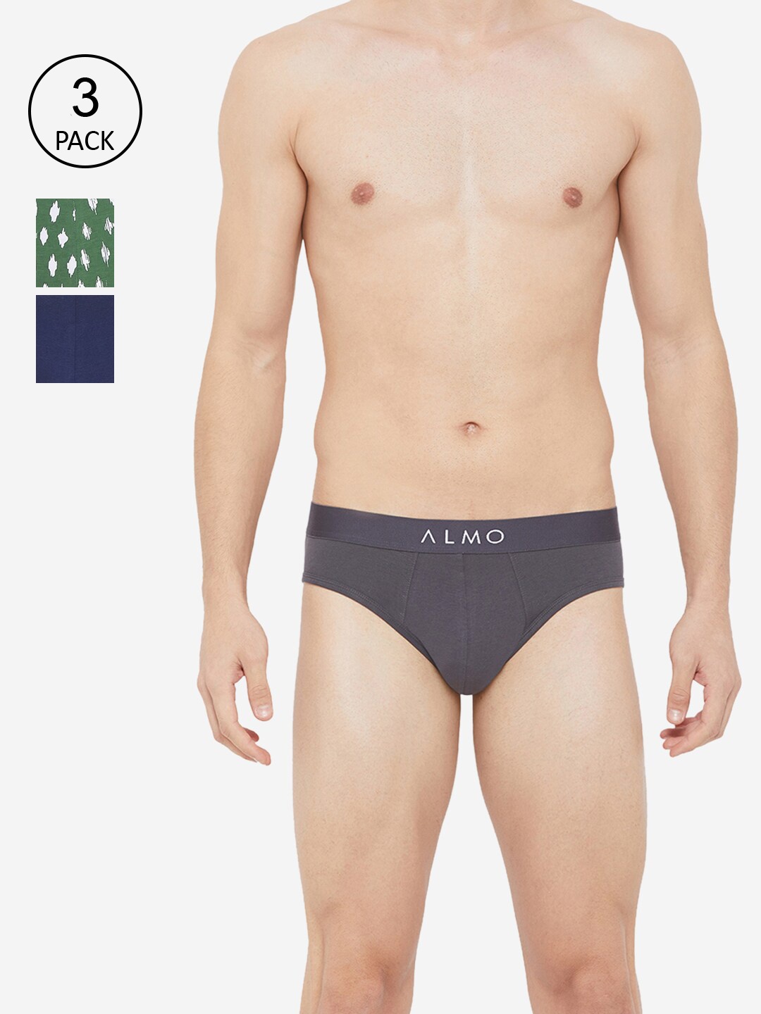

Almo Wear Men Pack of 3 Organic Cotton Briefs OC-B-GBLP01, Green