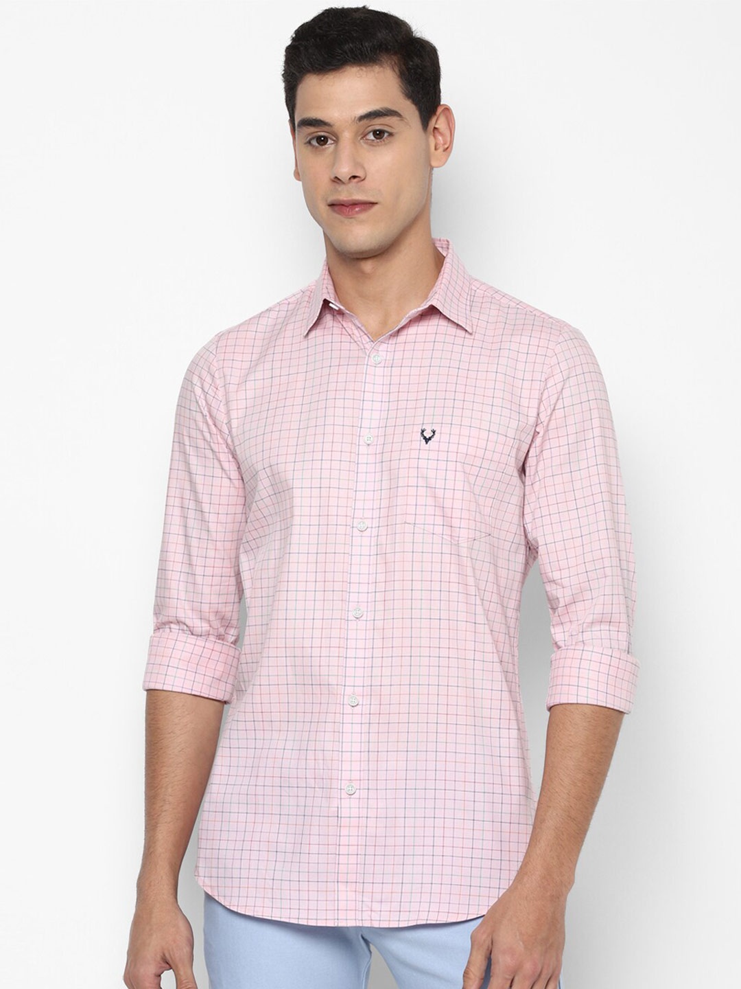 

Allen Solly Men Pink Grid Tattersall Checks Checked Casual Shirt