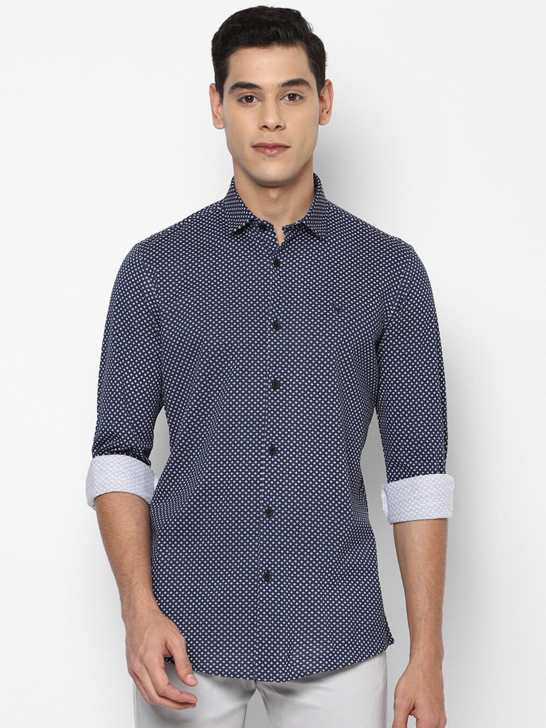 

Allen Solly Men Navy Blue Slim Fit Printed Casual Shirt