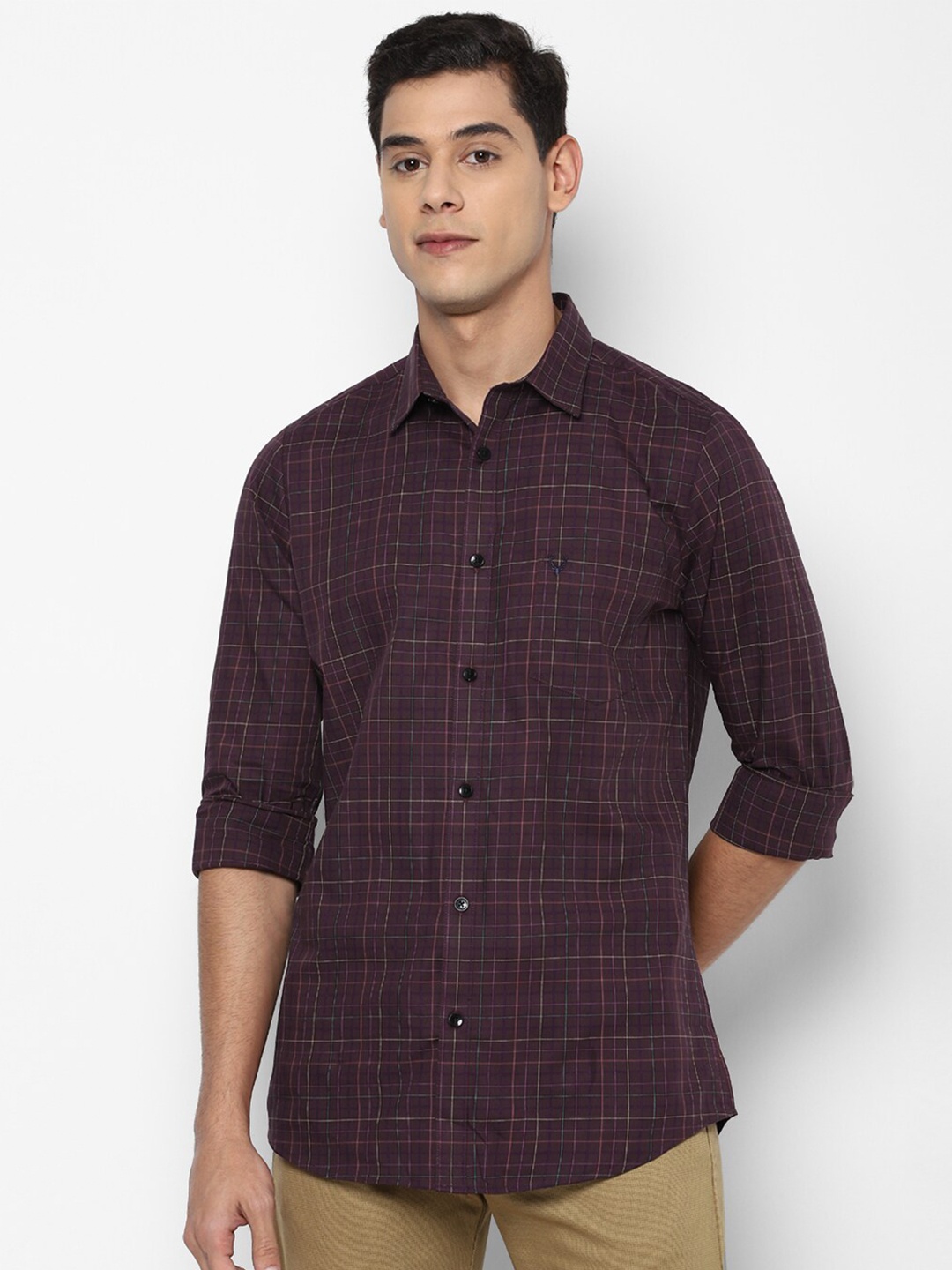 

Allen Solly Men Maroon Slim Fit Checked Casual Shirt