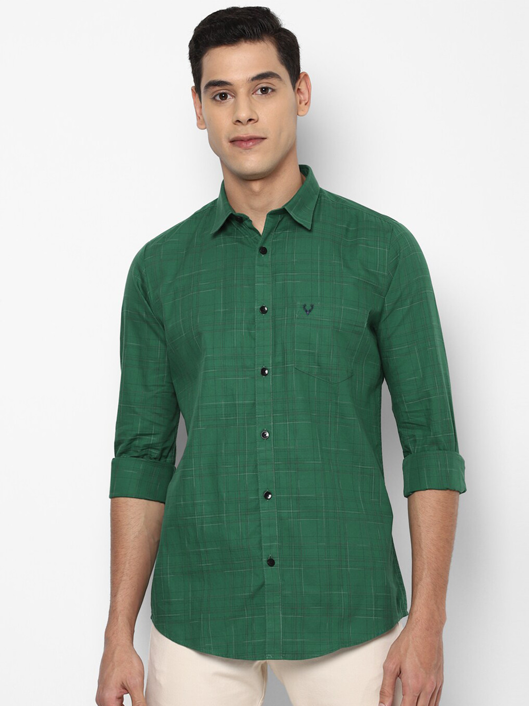 

Allen Solly Men Green Slim Fit Checked Casual Shirt