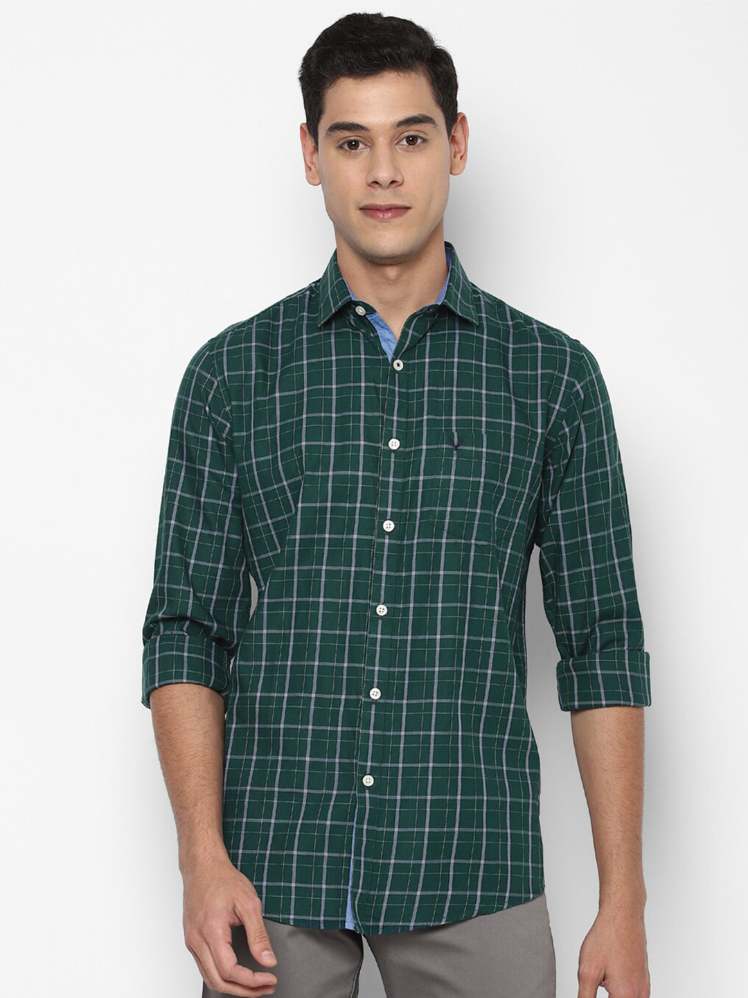 

Allen Solly Men Green Slim Fit Checked Casual Shirt