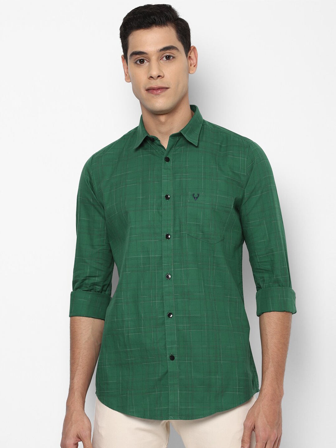 

Allen Solly Men Green Slim Fit Checked Casual Shirt