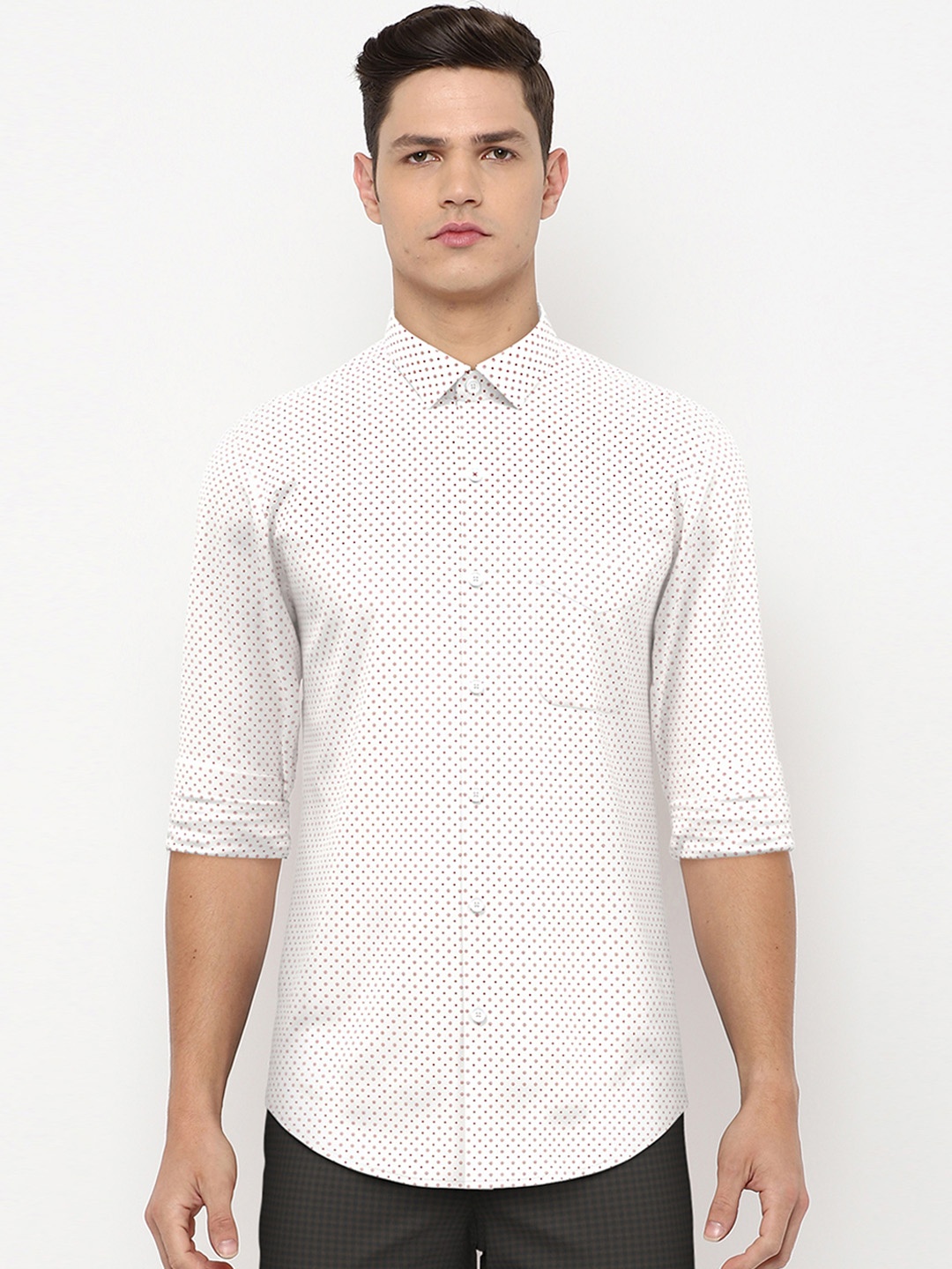 

Peter England Men White Slim Fit Printed Formal Shirt