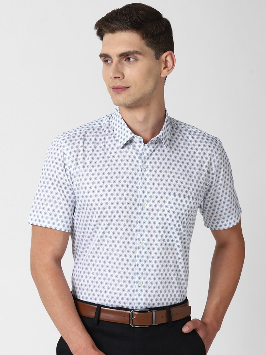 

Peter England Men Blue Slim Fit Printed Formal Shirt
