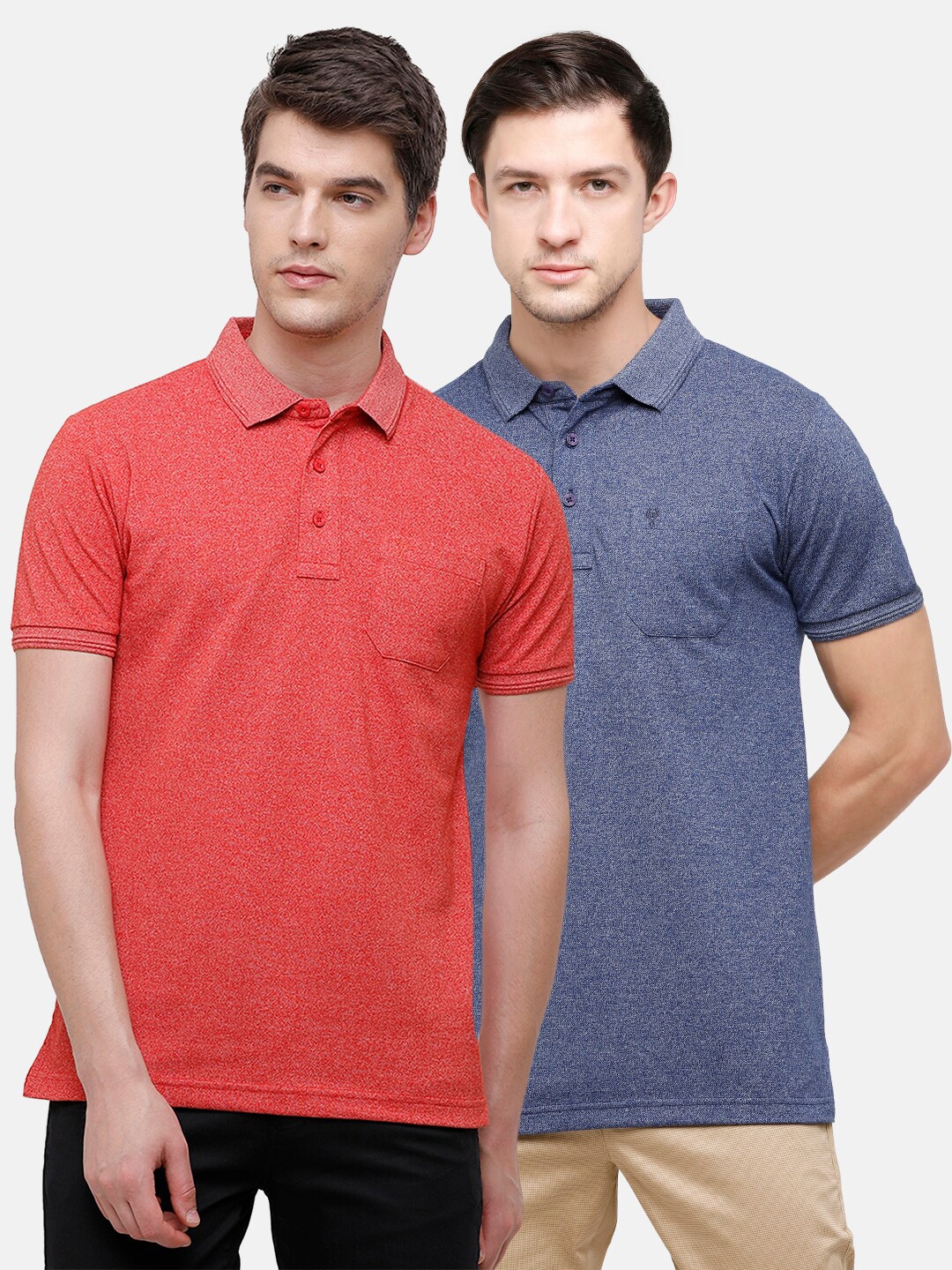 

Classic Polo Men Pack of 2 Multicoloured Polo Collar Slim Fit T-shirt, Multi