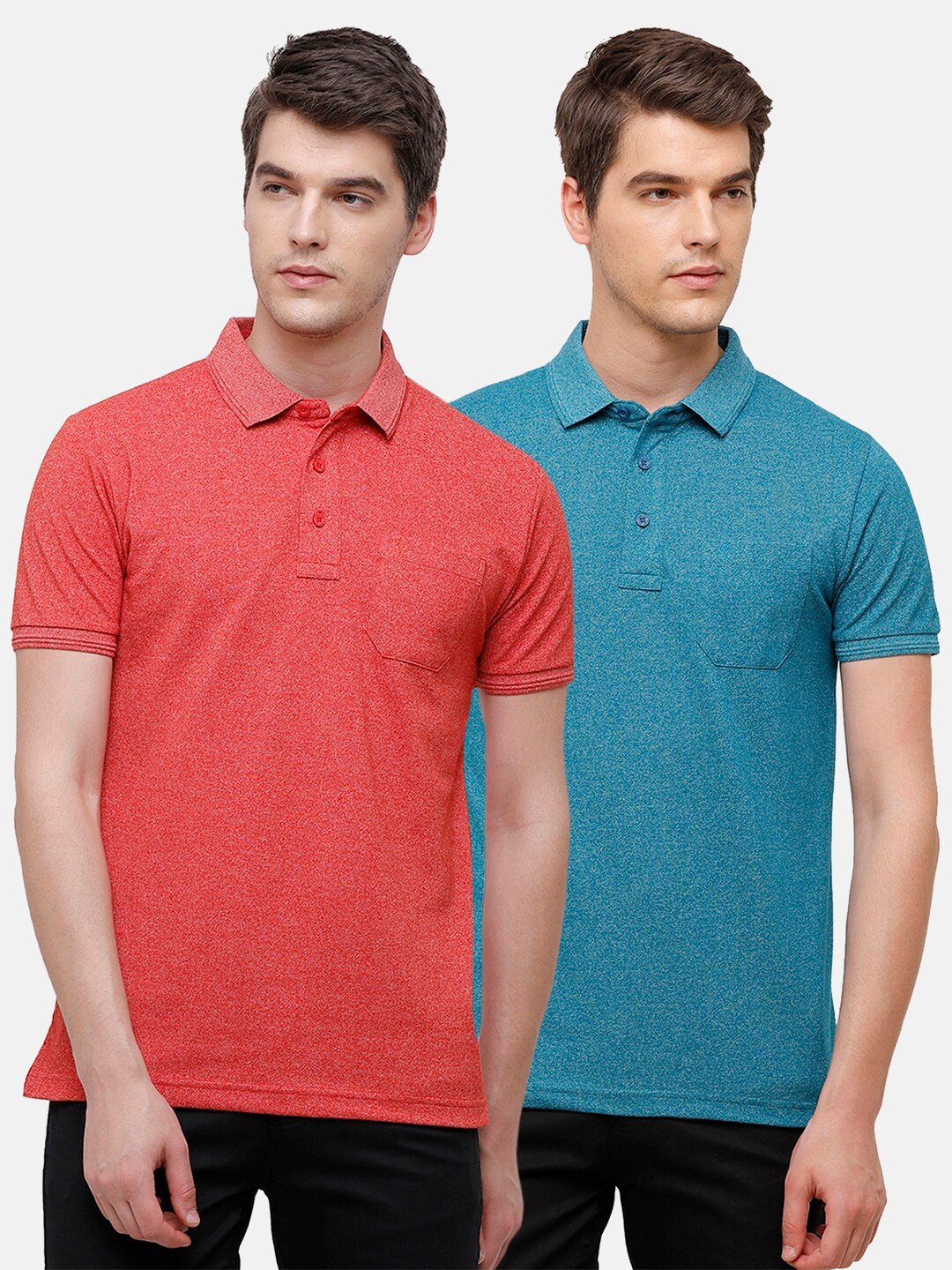 

Classic Polo Men Pack Of 2 Red & Blue 2 Polo Collar T-shirt