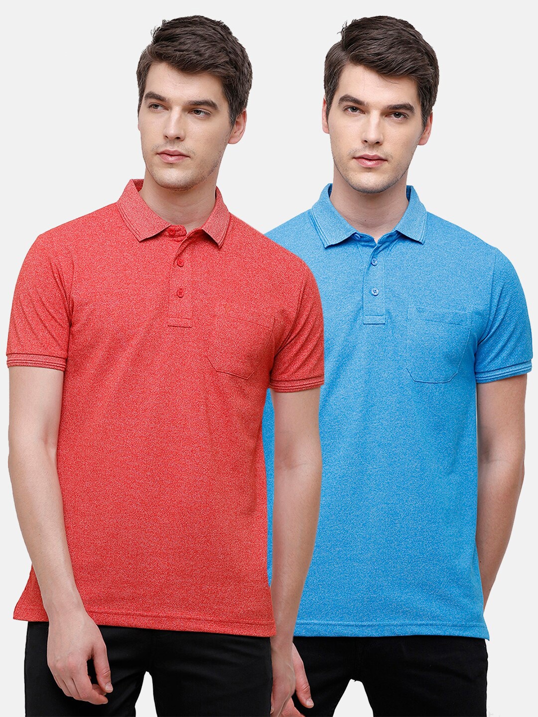 

Classic Polo Men Multicoloured 2 Polo Collar Pockets Slim Fit T-shirt, Multi