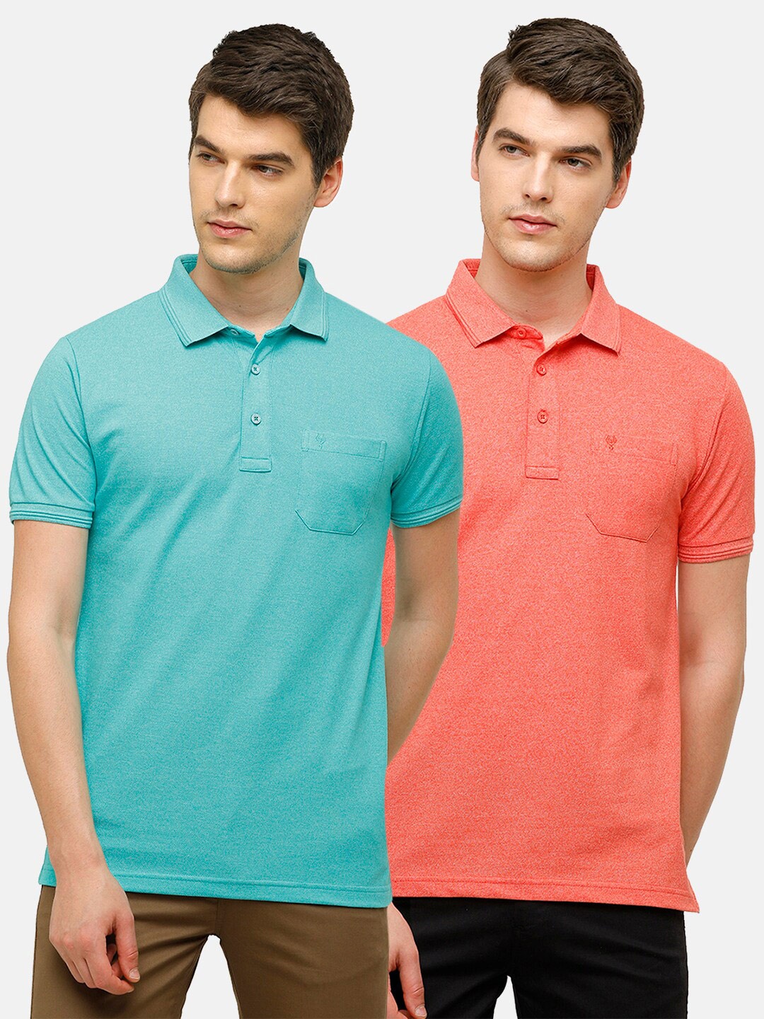 

Classic Polo Men Multicoloured 2 Polo Collar Pockets Slim Fit T-shirt, Multi