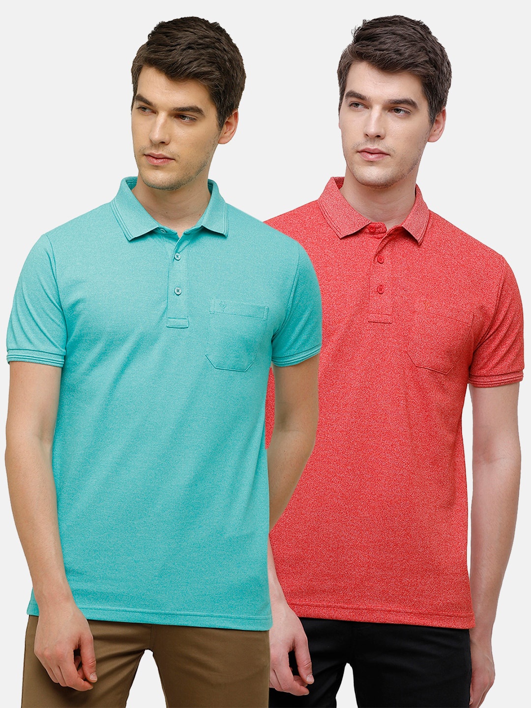 

Classic Polo Men Pack of 2 Multicoloured Polo Collar Slim Fit T-shirt, Multi