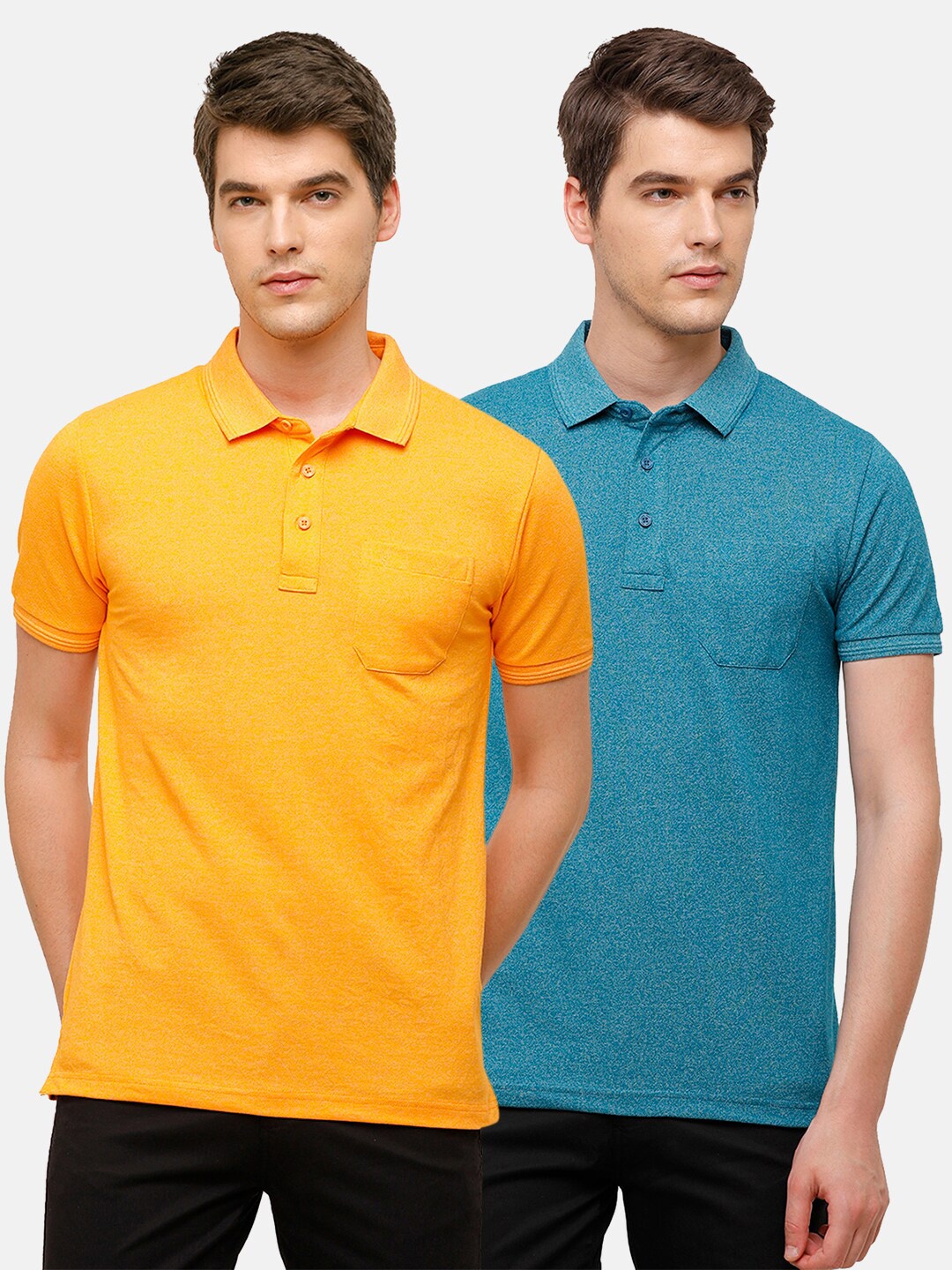 

Classic Polo Men Pack 0f 2 Polo Collar Slim Fit T-shirts, Yellow