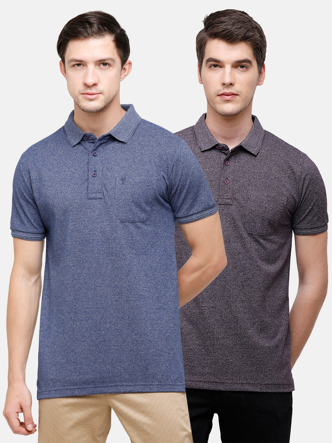 

Classic Polo Men Blue & Charcoal 2 Polo Collar Slim Fit T-shirt