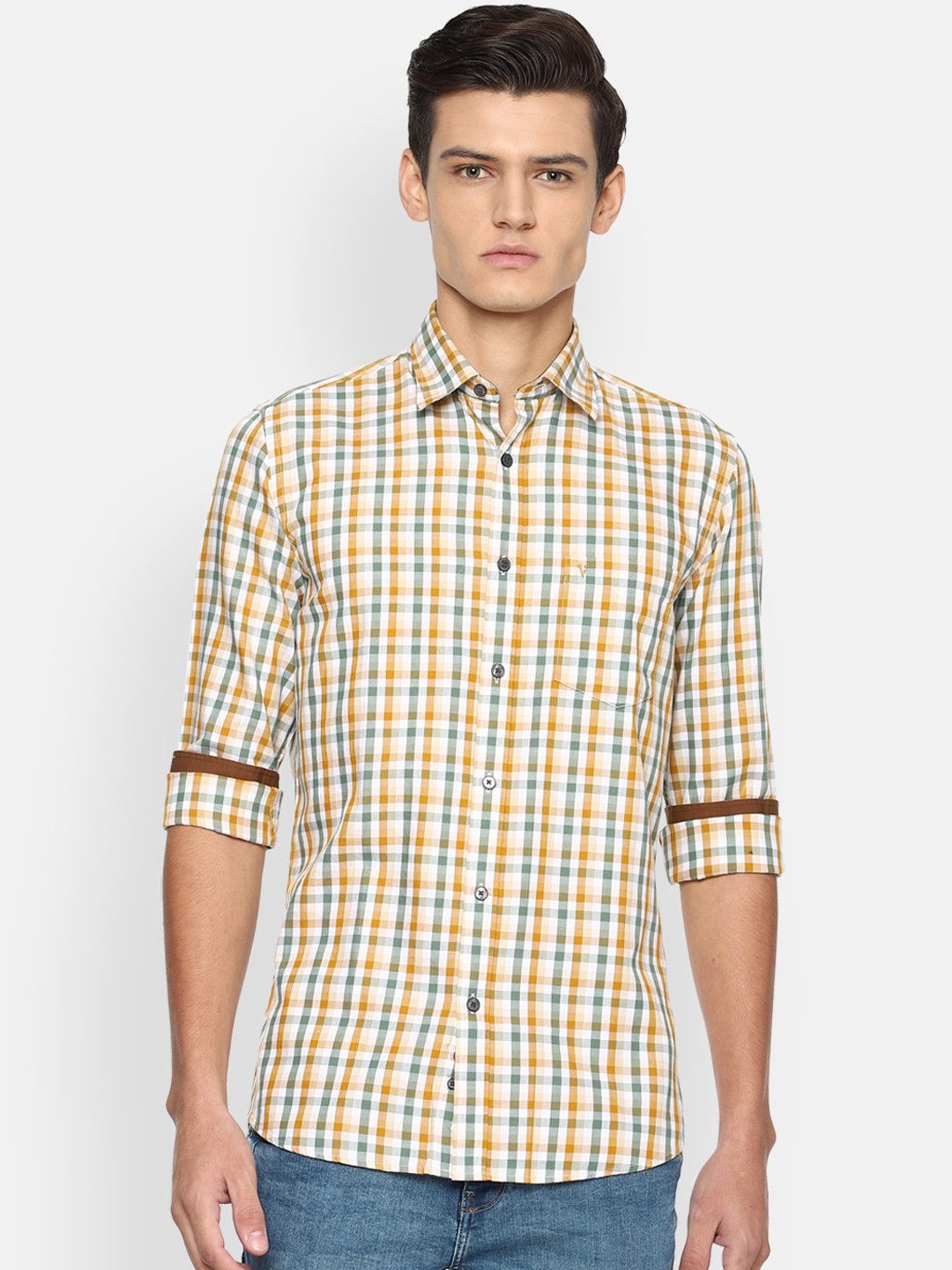 

Van Heusen Sport Men Multicoloured Slim Fit Checked Casual Shirt, Multi