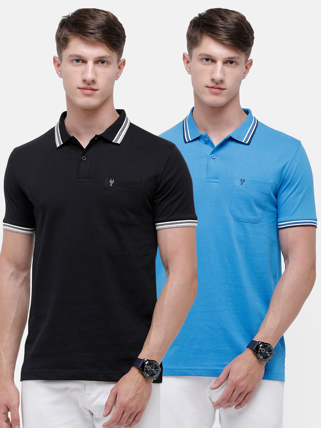 

Classic Polo Men Multicoloured 2 Polo Collar Pockets Slim Fit T-shirt, Multi